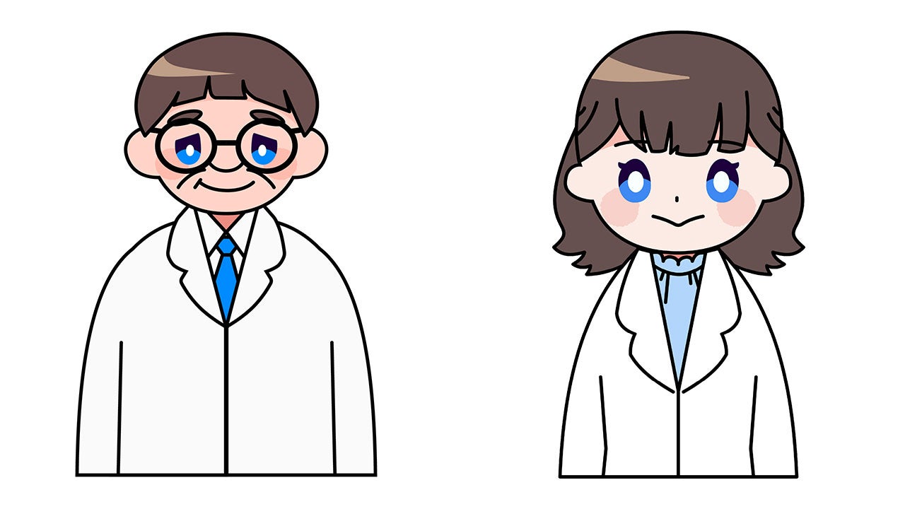 医療監修の先生のイラストも担当（左：森田先生　右：川村先生）
